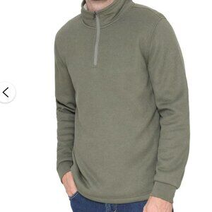 BC New Quarter Zip Green Pullover Sweatshirt with fleece lining Size Large